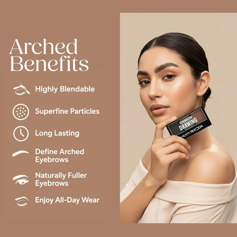 Hilary Rhoda Eyebrow Palette with Spoolie | 3 Natural Blendable Shades | Waterproof & Long-Lasting | Smudge-Proof Brow Powder Kit (Shade 02) – 7.2g thumbnail 6